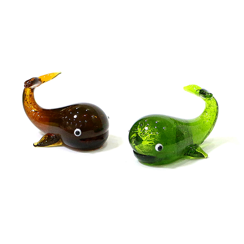 Marine Aquarium Decorations - Murano стеклянные киты миниатюрные статуэтки серебряная